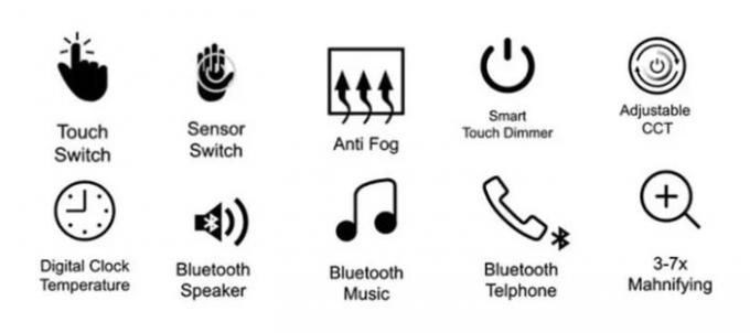 スマートなLEDの浴室ミラーの機能選択